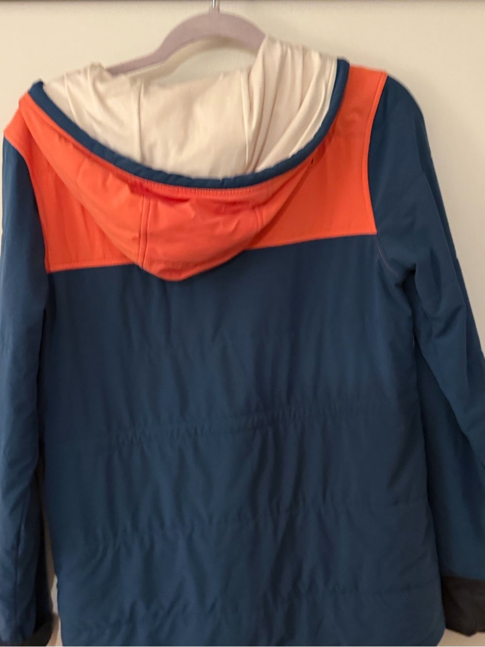 The North Face Women's Hooded Colorblock Jacket in Coral & Deep Blue - Picture 2 of 3